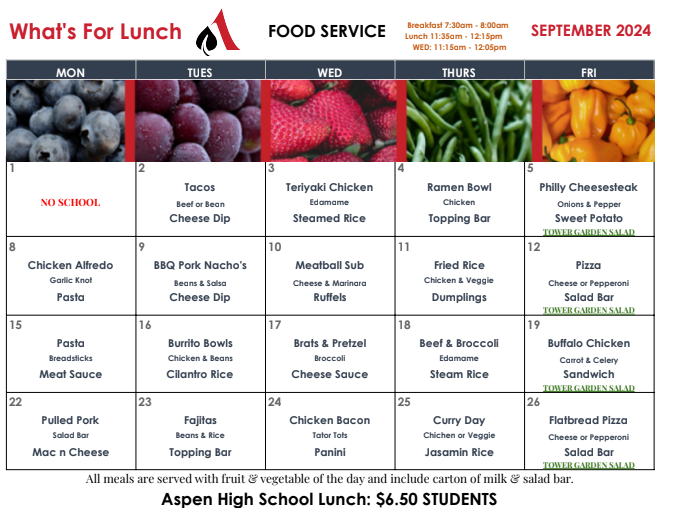 AHS Lunch Menu